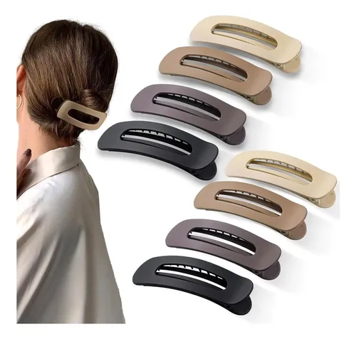 8 Clips De Garra Planos Cptots Para Cabello Fino 11×3.18cm