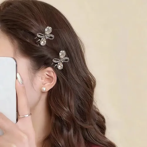 Pinza Lateral Para El Pelo Con Lazo Y Diamantes De Imitación