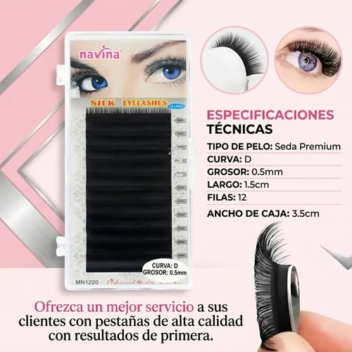 X3 Extensiones De Pestañas 0.5mm 15mm Seda Curva D 12 Líneas