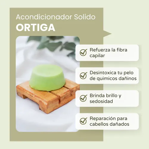 Acondicionador Solido, Ortiga, Fortalecedor, Natural, Vegano