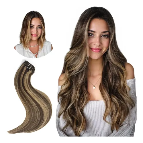 Extensiones De Cabello Humano Real 55cm 7pcs 105g #4p27