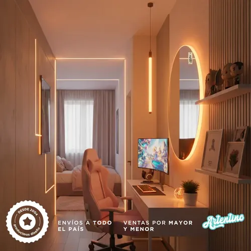 Espejo Led Pared Decorativo Redondo Luz Cálida Fría Rgb 80cm