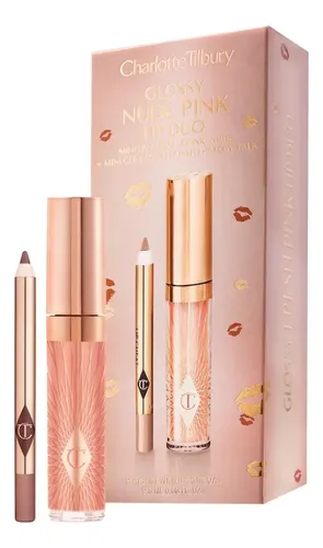 Charlotte Tilbury Mini Glossy Pink Lip Gloss + Lip Liner Set Color Nude Pink