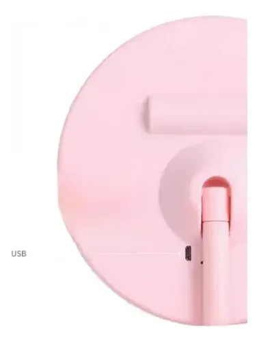 Espejo De Maquillaje 3 Modos Luces Led Con Base Carga Usb
