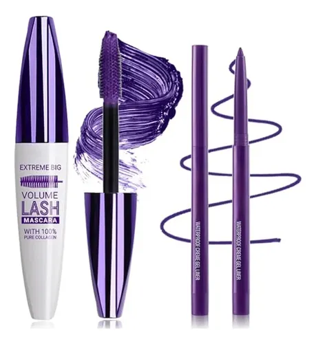 Set De Rímel Y Delineador De Ojos Morados, Color 5d, Volumen