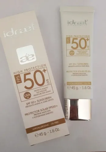 Protector Solar Spf50 Crema Facial Sin Color Idraet 45 Gr