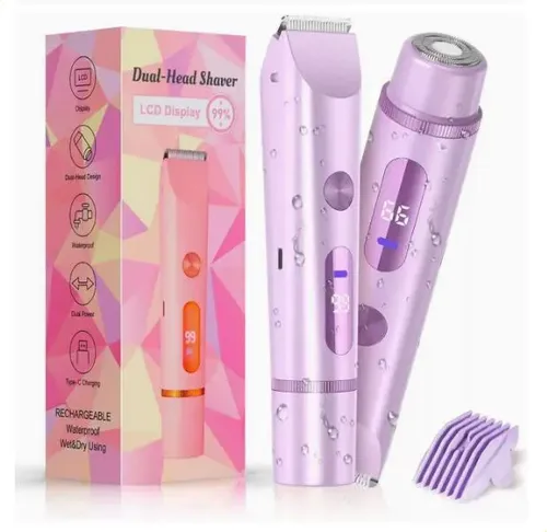 Depiladora Mujer Portátil 2 En 1 Doble Cabezal Violeta.lw