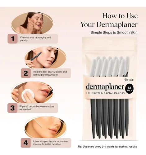 Kit 12 Cuchillas Depilatorias Faciales Negras Exfoliantes
