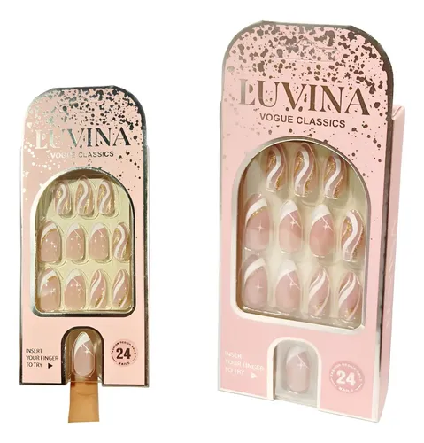 Press On Nails Kit 24 Uñas Postizas Con Adhesivos Luvina
