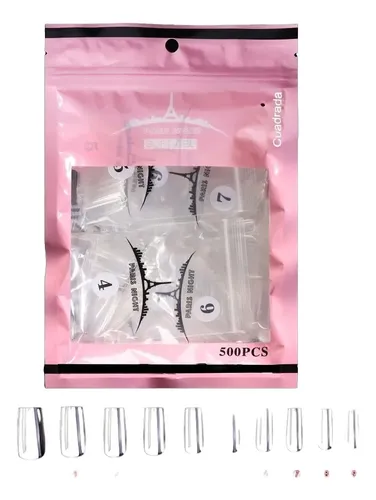 Tips Soft Gel Y Press On Paris Nightx500 Cuadradas Sin Limar