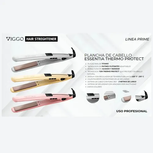Plancha De Cabello Viggo Essentia Thermo Protect Color ARENA