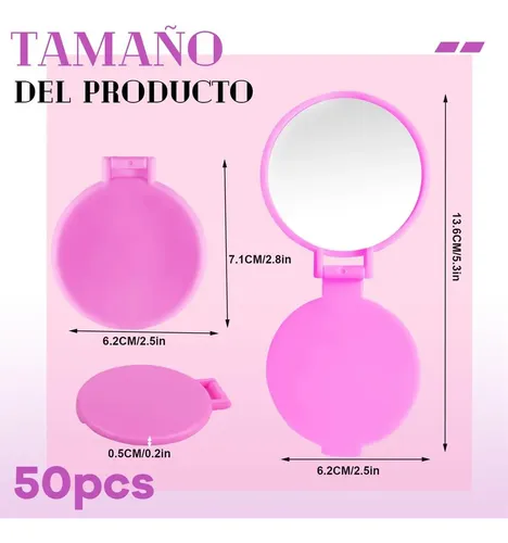 50 Espejitos Bolsillo Recuerdo Boda Fiesta Rosa