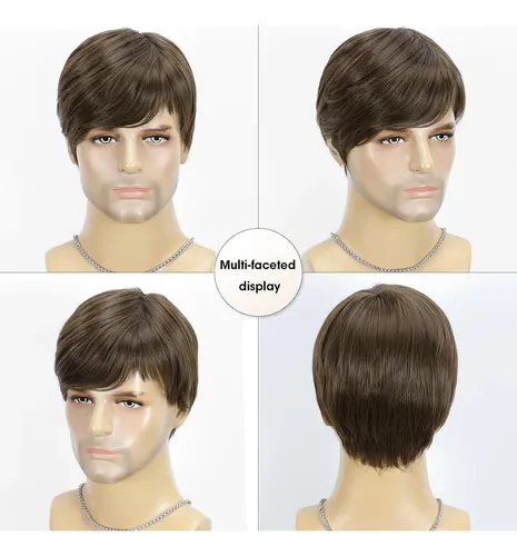Peluca Corta Y Voluminosa Natural Para Hombre