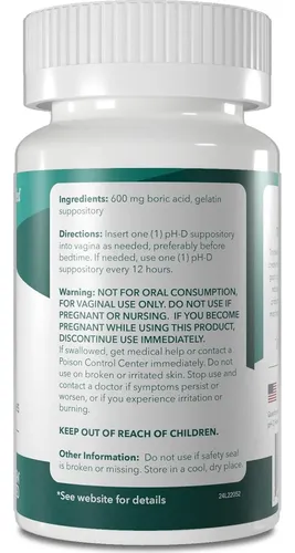 Supositorios Ph-d De Ácido Bórico 600 Mg (12 Uds)