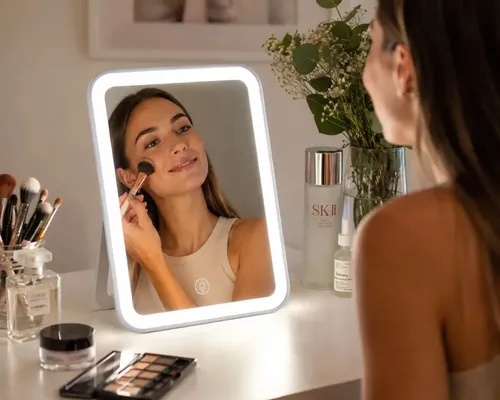 Espejo Led Maquillaje 3 Tonos Luz Touch Recargable Blanco