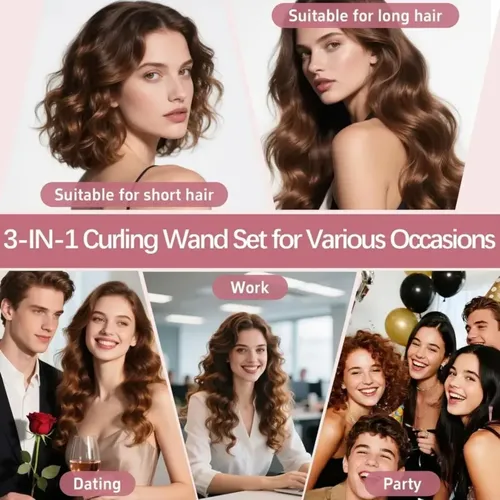 Rizador De Cabello Tres En Uno Con Barriles Intercambiables