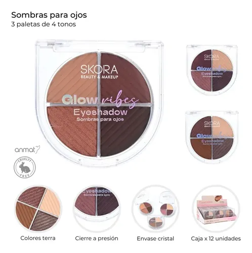 Paleta Sombras Para Ojos Glow Vibes Skora 4 Tonos