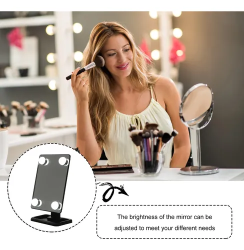Espejo Decorativo De Mesa Giratorio Con Lámpara De Luz Led