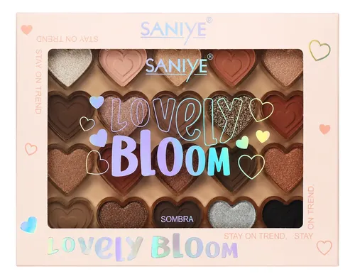 Paleta Sombras Saniye Lovely Bloom Corazones Glitter Matte