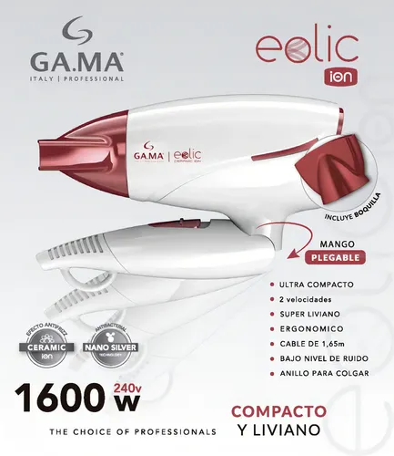 Secador De Pelo Ga.ma Italy Eolic Ceramic Ion Blanco