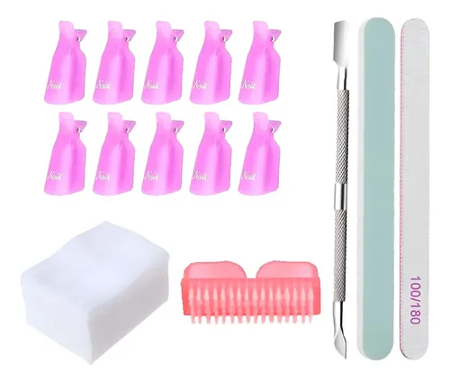 Kit Removedor Profesional Semipermanente Uñas Limas Broches