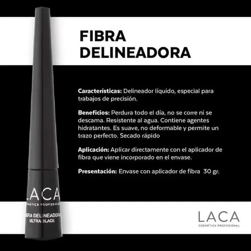 Delineador Líquido De Fibra Ultra Black Waterproof Laca