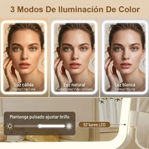 Espejo De Maquillaje Led Recargable Usb Lupa 5 Veces