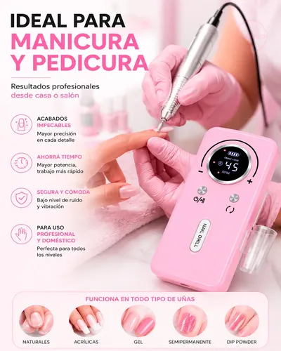 Torno Pulidor Uñas Profesional 45000 Rpm Portátil Manicura