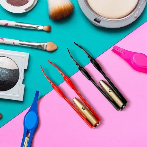 Pinzas Led De Acero Inoxidable Para Maquillaje Y Cejas, 4 Un