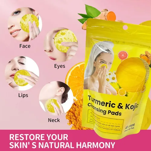 40 Unidades De Almohadillas Limpiadoras Para Rostro Y Cuerpo Amarillo