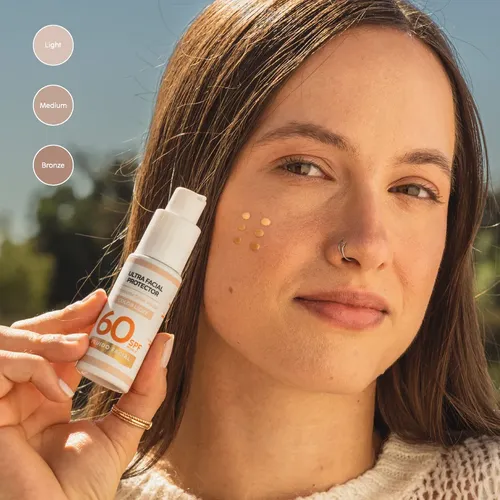 Protector Solar Facial Factor 60 Tono Medio Antiage Piel Sensible Fluido