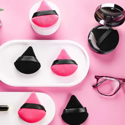 Lote De 12 Borlas Triangulares Para Maquillaje