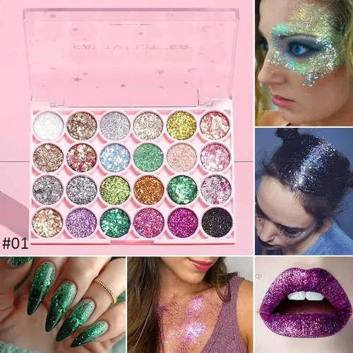 Paleta De Sombras Glitter 24 Colores Evpct