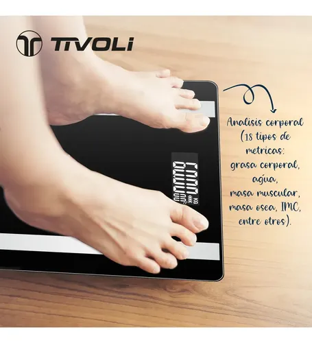 Balanza Digital Baño Tivoli Bluetooth Sensor Temperatura Color Negro