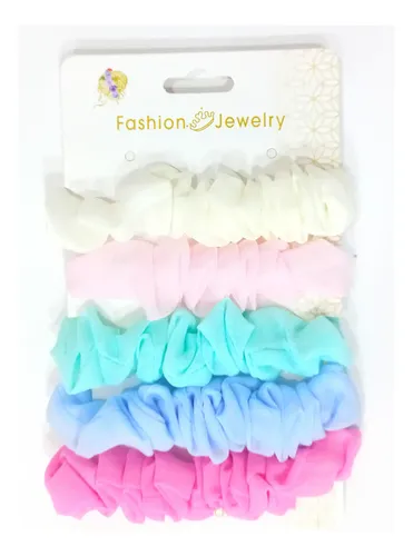Pack X 5 Colitas De Pelo Scrunchies Colores Surtidos