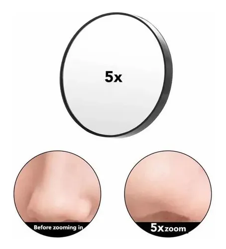 Espejo Con Aumento 5x Incluye Ventosa 7.5cm Diámetro