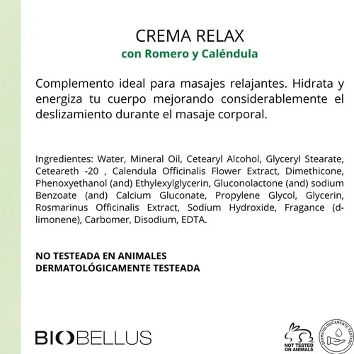 Biobellus Crema Base Masajes Musculares Relax