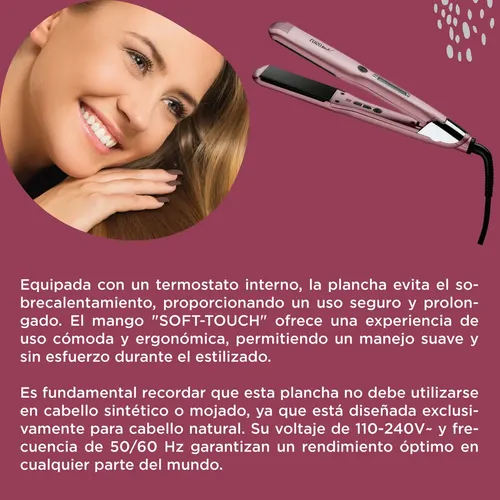 Eurostil Planchita De Pelo Ceramic Y Turmalina 230ºc Color Rosa