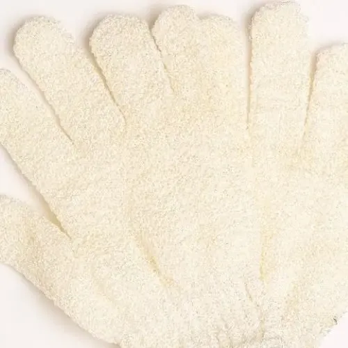 Guantes Exfoliantes Nailon Basicare Para Cuerpo Marfil 20x12cm 2 Unidades