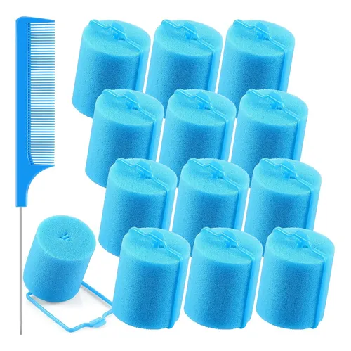 Rulos De Espuma Grandes Azules 12 Pcs Para Peinar