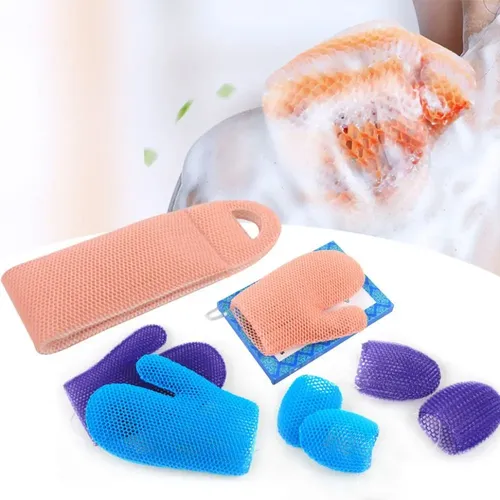 Guantes De Ducha Exfoliantes Con Esponja Tpu