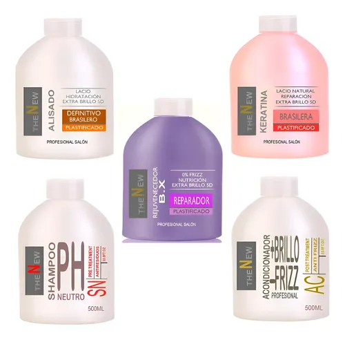 Kit 5 X 500 Ml Alisado Shock De Keratina Rejuv Envío Pais