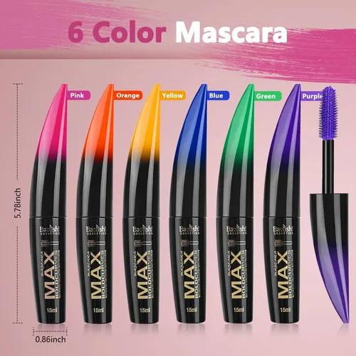 Máscara De Pestañas, 6 Colores Máscara De Pestañas De Fibra Assorted (6 Colors)