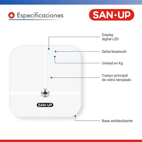 Balanza Digital Personal San Up Balanceiq-b Conexión Bluetooth + App – Color Blanco