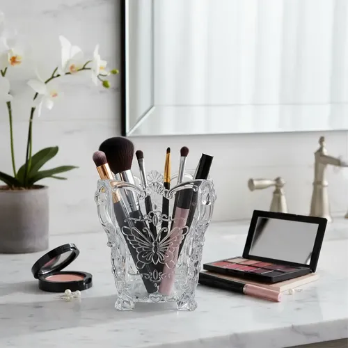 Organizador De Maquillaje Porta Algodón Y Pinceles Genérico