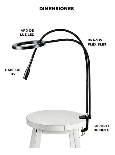 Lámpara Uv Led Gadnic Cabina Uñas Aro Luz Manicura Ajustable