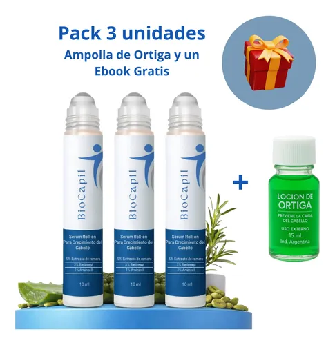 Serum Anticaida Crecimiento Capilar Roll-on Biocapil Pack3