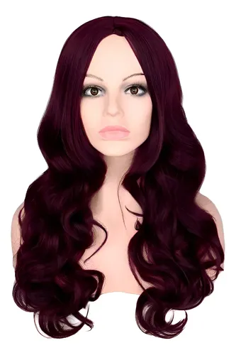 Peluca Sin Flequillo Ondas Caoba Teatro Oncologica Cosplay