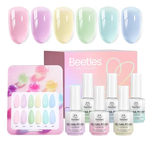 Set Esmaltes Gel Beetles Spring Nectar 6 Colores Pastel 15ml