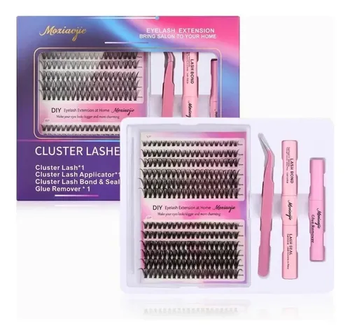 Kit Extensión De Pestañas Cluster Lashes Moxiaojie Diy